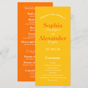 Bold Yellow and Orange Colourful Wedding Program