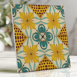 Bold Yellow and Teal Geometric Retro Tile<br><div class="desc">Add vibrant retro flair to your space with this bold tile featuring a geometric design in yellow,  teal,  and burgundy. Intricate floral and dotted patterns create a dynamic and eye-catching look,  perfect for backsplashes,  accent walls,  or adding a touch of vintage charm to your décor.</div>