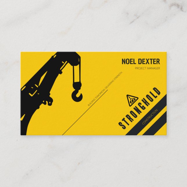 Bold Yellow Black Construction Business Card (Front)