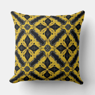 💛 Bold Yellow Black Modern Geometric Decor Cushion