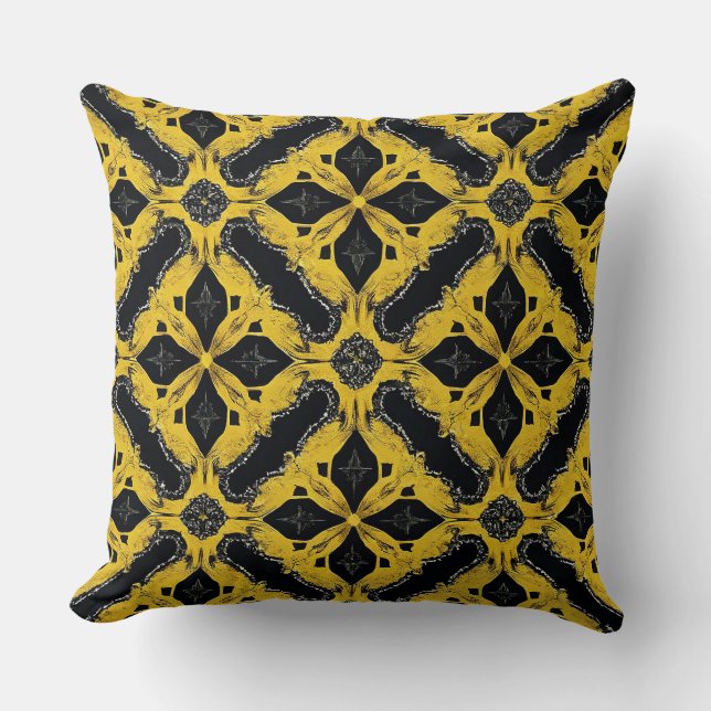 💛 Bold Yellow Black Modern Geometric Decor Cushion (Front)