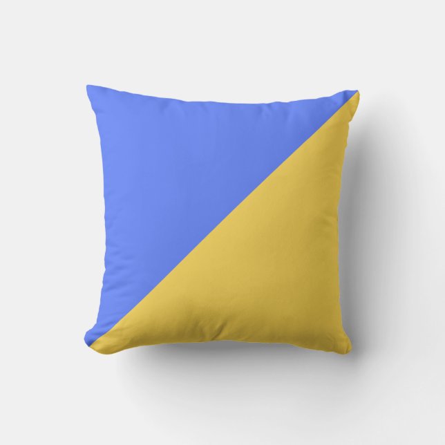 Bold Yellow Blue Graphic Solid Color Cushion (Front)