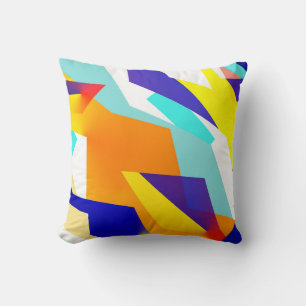 Bold Yellow Blue Red Abstract Art Cushion