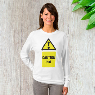 Bold Yellow Caution Hot Sign Safety  T-Shirt