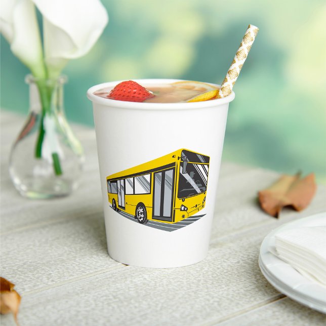 Bold Yellow City Bus Public Transport  Paper Cups (Creator Uploaded)