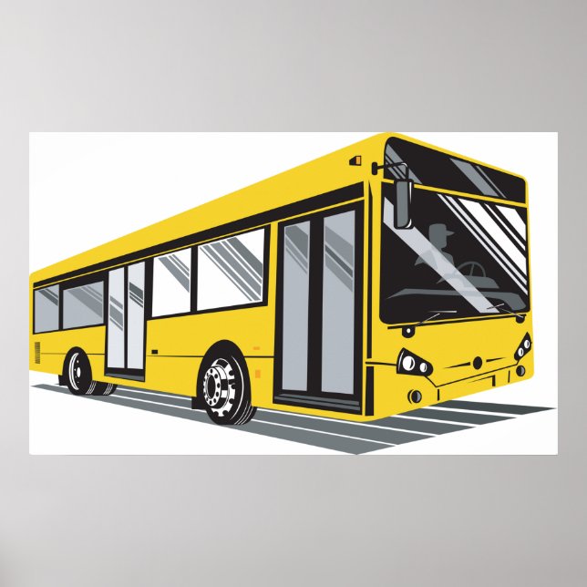 Bold Yellow City Bus Public Transport  Poster (Front)
