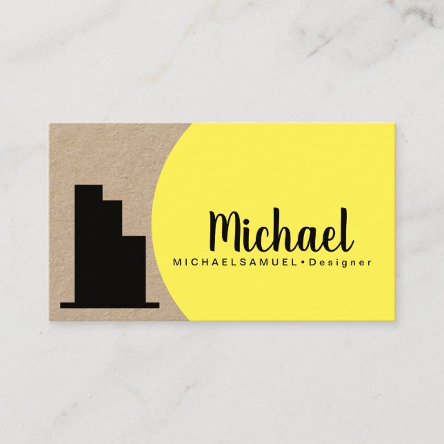 Bold Yellow Designer Interior Architect Business Card (Front)