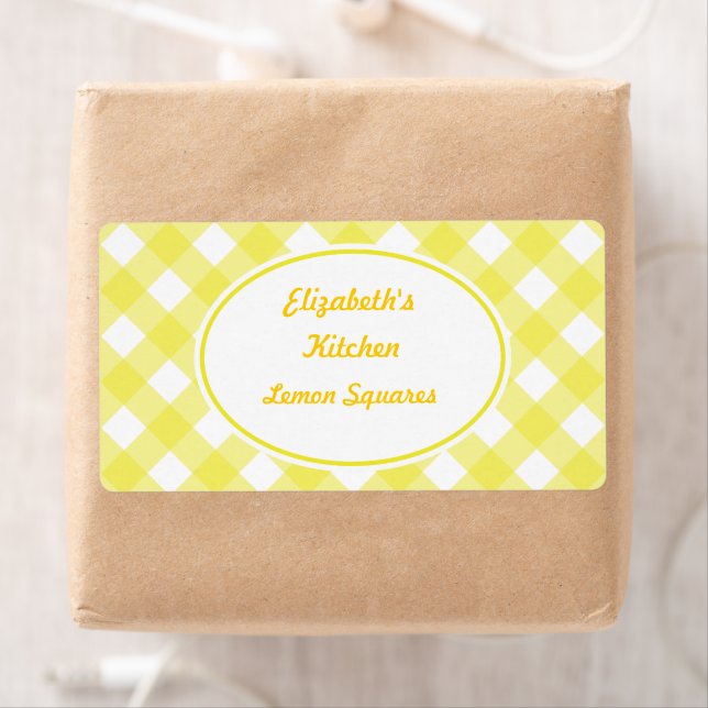 Bold Yellow Gingham Kitchen Labels (Insitu)