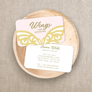 Bold Yellow Gold  Butterfly Pink Modern Beauty Business Card