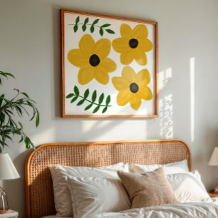 Bold Yellow Modern Flower Graphic Painting Art Photo Print
