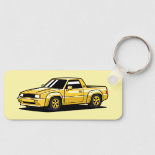 Bold Yellow Pickup Toon Key Ring