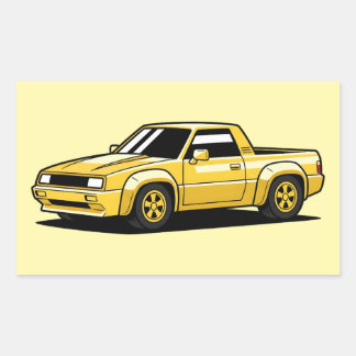 Bold Yellow Pickup Toon Rectangular Sticker