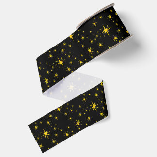 Bold Yellow Stars with Black Ski Grosgrain Ribbon