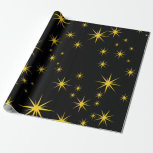 Bold Yellow Stars with Black Ski Wrapping Paper