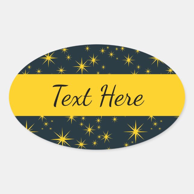 Bold Yellow Stars with Blue Background pattern Oval Sticker (Front)