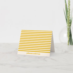 Bold Yellow Stripes Personalised Name Folded Thank You Card