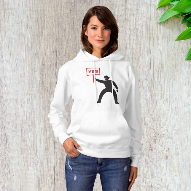 Bold Yes Sign Minimalist Stick Figure Protest  Hoodie (Creator Uploaded)