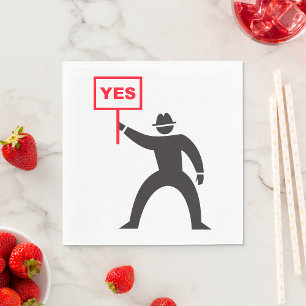 Bold Yes Sign Minimalist Stick Figure Protest  Napkin