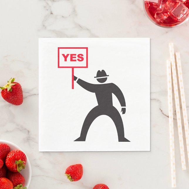 Bold Yes Sign Minimalist Stick Figure Protest  Napkin (Creator Uploaded)