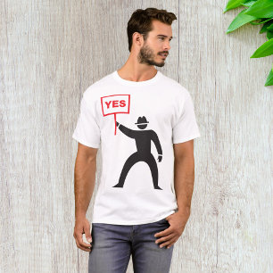 Bold Yes Sign Minimalist Stick Figure Protest  T-Shirt