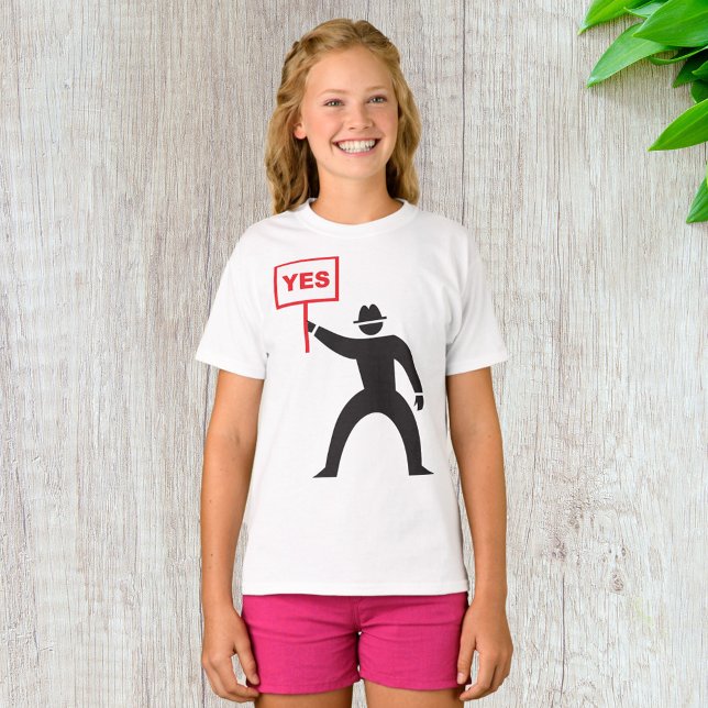 Bold Yes Sign Minimalist Stick Figure Protest  T-Shirt (Creator Uploaded)