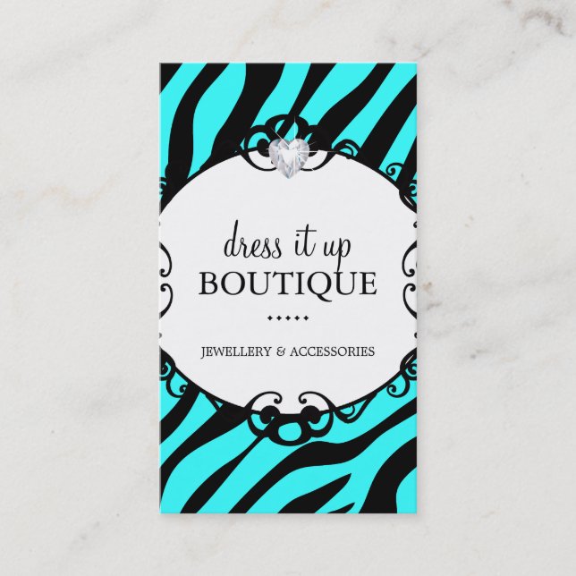 Bold Zebra Print Jewellery Designer Business Card (Front)