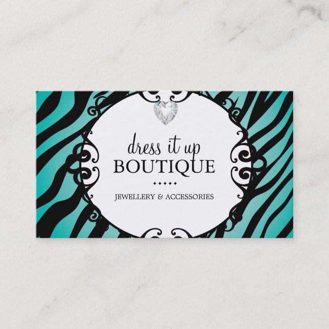 Bold Zebra Print Jewellery Designer Business Card (Front)