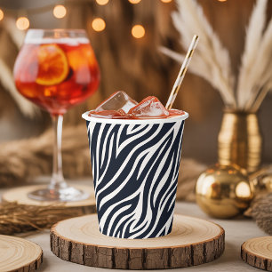 Bold Zebra Skin Pattern Black & White ID1151 Paper Cups