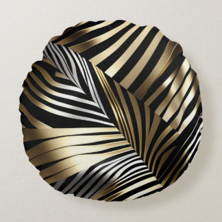 Bold zebra stripes in metallics round cushion