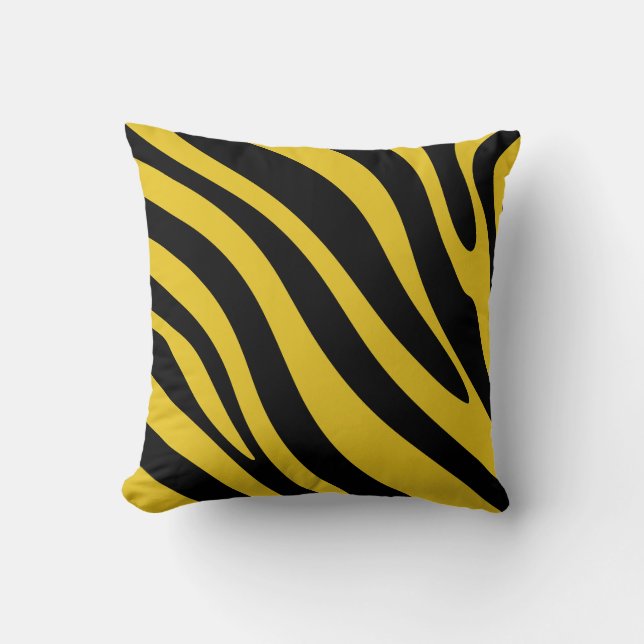 Bold Zebra Stripes in Yellow and Black Cushion (Front)