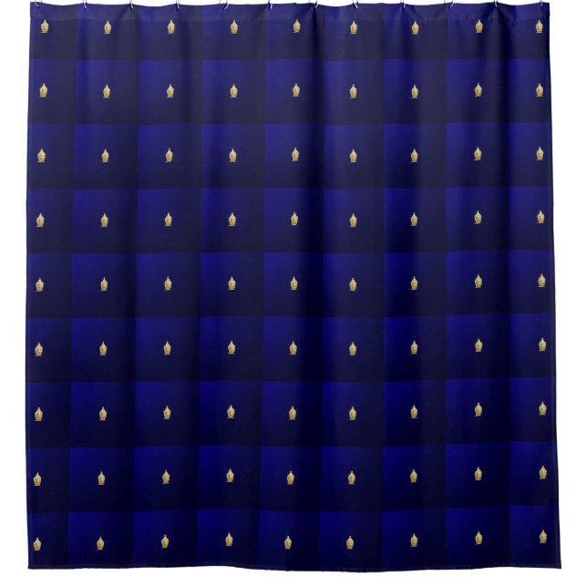 bolden buddha in blue shower curtain (Front)