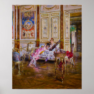 Boldini - A Lute Player And A Listener Poster