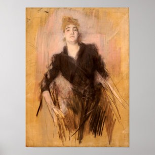 Boldini - Portrait In Black Dress Seated Front 18… Poster