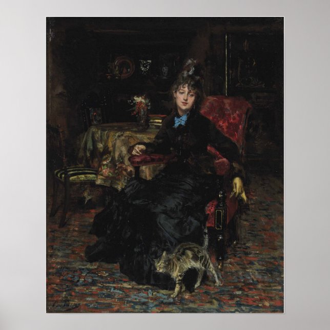 Boldini - Seated Lady With Cat 1871 Poster (Front)
