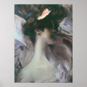 Boldini - Young Woman's Head Pink Background 1912 Poster