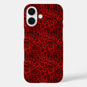 Boldly Chic: Red and Black Leopard Print iPhone 16 Case