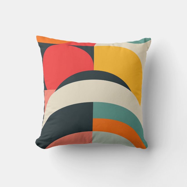 Boldly-coloured geometric shapes  cushion (Front)