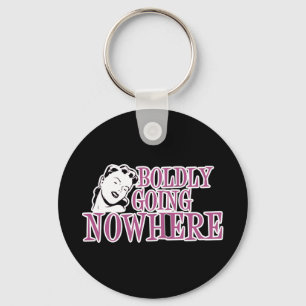 Boldly Going NOWHERE Retro Lady Pink Key Ring