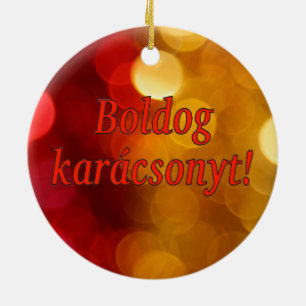 Boldog karácsonyt! Merry Christmas in Hungarian r Ceramic Tree Decoration