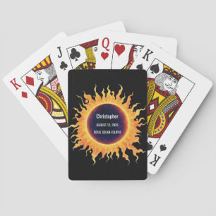 BoldWatercolor Total Solar Eclipse 2026 Name Playing Cards