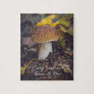 Bolete mushroom with yellow leaves jigsaw puzzle