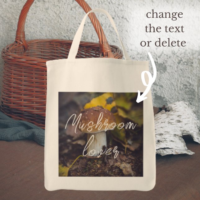 Bolete mushroom with yellow leaves tote bag (Creator Uploaded)