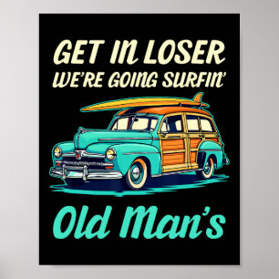 Bolinas Beach Surfer Men Women Surfboard Cool Vint Poster
