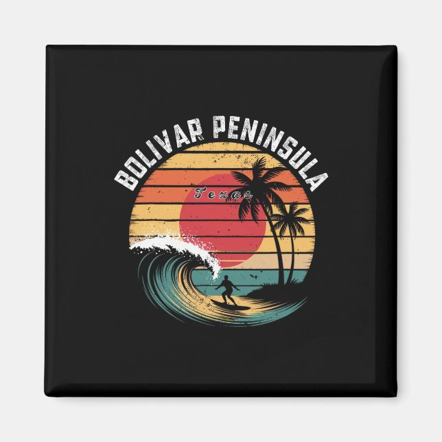 Bolivar Peninsula Texas Beach Surfing  Magnet (Front)
