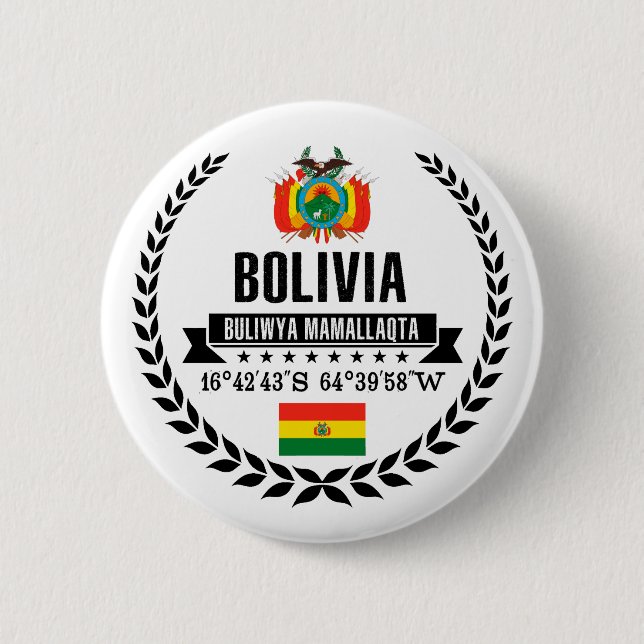 Bolivia 6 Cm Round Badge (Front)