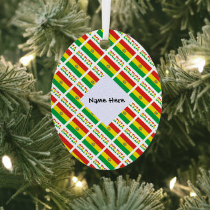 Bolivia and Bolivian Flag Tiled with Your Name Met Metal Tree Decoration
