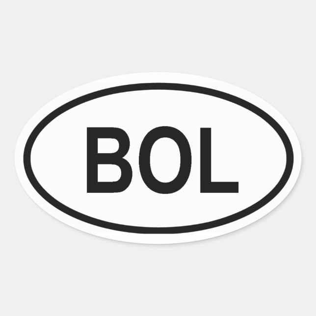 Bolivia "BOL" Oval Sticker (Front)
