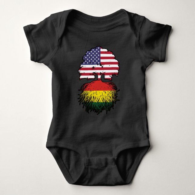 Bolivia Bolivian American USA Tree Roots Flag Baby Bodysuit (Front)