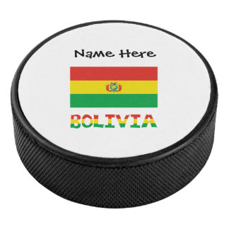 Bolivia Bolivian Flag Personalised  Hockey Puck
