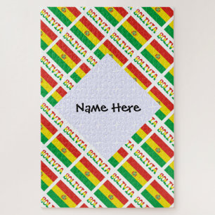 Bolivia Bolivian Flag Tiled Personalised Jigsaw Puzzle